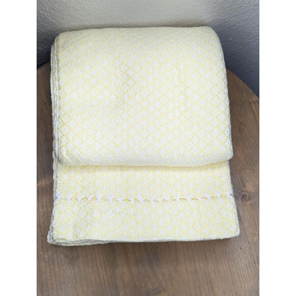 NEW Three Weavers Vtg Baby Blanket Cotton Handwoven Yellow 52x37 Cottage Prairie - Picture 3 of 7